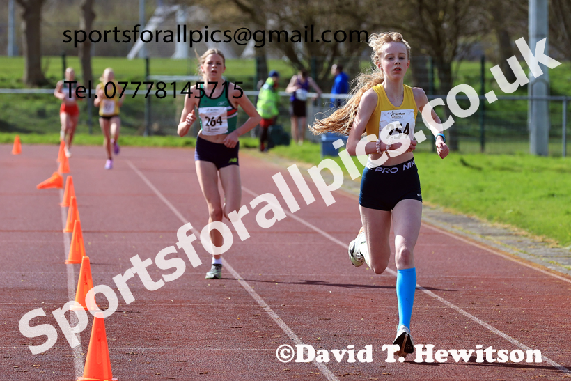 Girls Under-15s Young Athletes 5k, 2026 Northern Mens 12 and Womens 6 Stage Road Relays and Young Athletes 5k, Sheepmount Stadium, Carlisle. Photo: David T. Hewitson/Sports for All Pics